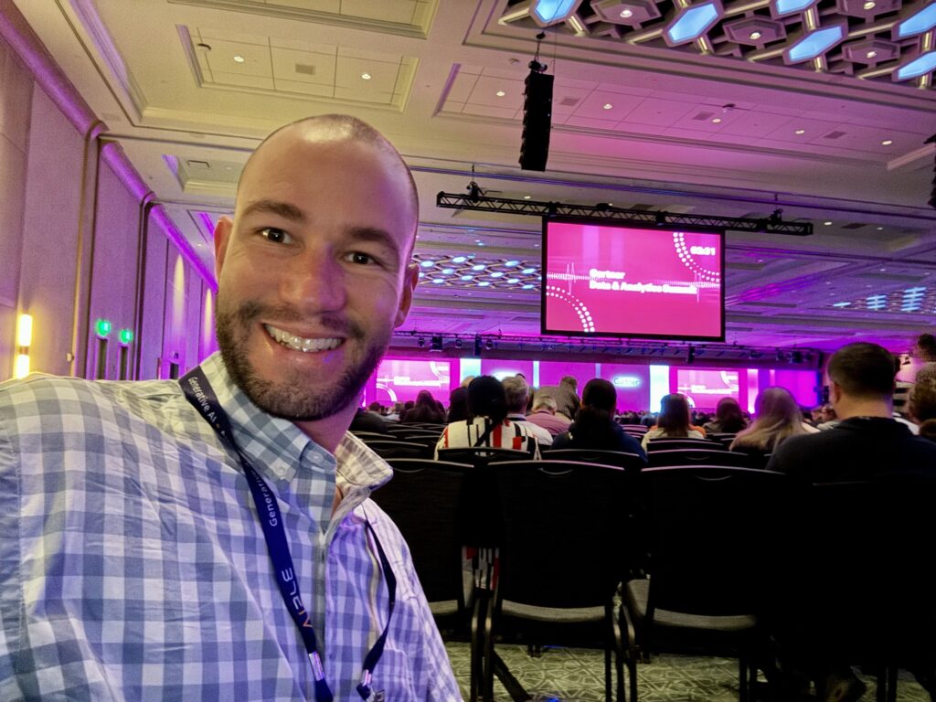 Analytica's Mike Burke attends a talk on AI & Data Strategy